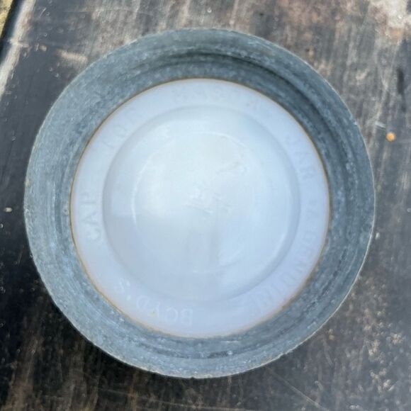 Lot of Two Antique Atlas Mason Jar Lid | Zinc Porcelain Top 2.5” Vintage - Picture 2 of 4